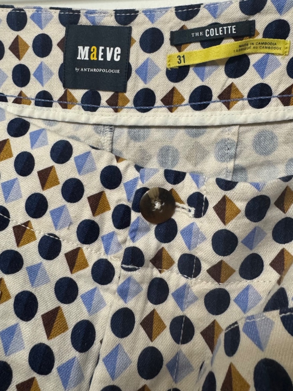Maeve - Anthropologie - “Colette” High Rise Mini Shorts - Geometric Shapes Patte - Picture 2 of 7